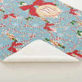 Klassisches Blaues Candy Cane Skript Initial Sherpadecke (3/4)