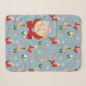Klassisches Blaues Candy Cane Skript Initial Sherpadecke (Vorderseite (Horizontal))