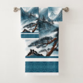 Klassisches Blaues Chinoiserie Malerei Badhandtuch Set (Insitu)