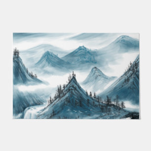 Klassisches Blaues Chinoiserie Malerei Fußmatte