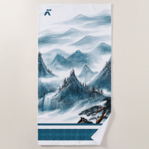 Klassisches Blaues Chinoiserie Malerei Strandtuch