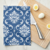 Klassisches blaues Damast-Muster Handtuch (Viertel Falte)