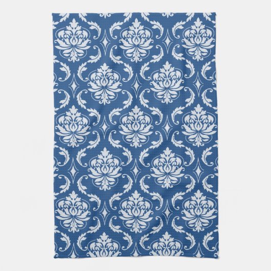 Klassisches blaues Damast-Muster Handtuch (Vertikal)