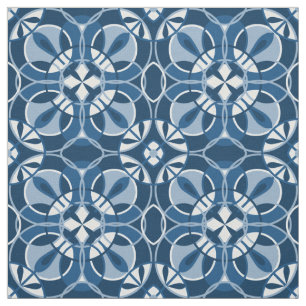 Klassisches Blaues geometrisches Muster Stoff