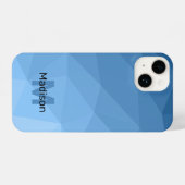 Klassisches Blaues geometrisches Omermuster Monogr iPhone Hülle (Rückseite (Horizontal))