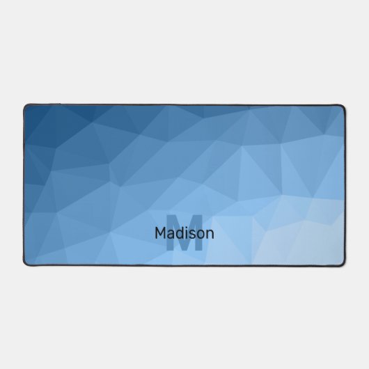 Klassisches Blaues geometrisches Omermuster Monogr Schreibtischunterlage (Vorderseite)