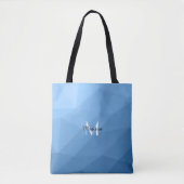 Klassisches Blaues geometrisches Omermuster Monogr Tasche (Vorderseite)