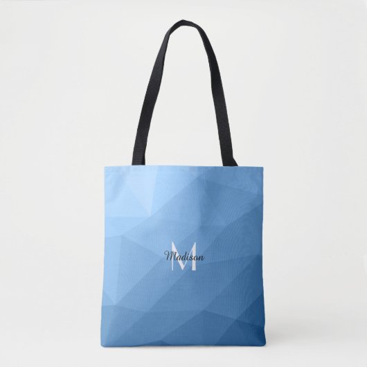 Klassisches Blaues geometrisches Omermuster Monogr Tasche (Vorderseite)