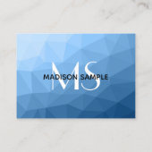 Klassisches Blaues geometrisches Omermuster Monogr Visitenkarte (Rückseite)