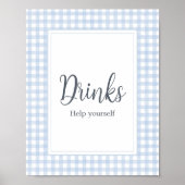 Klassisches Blaues Gingham-Getränk Poster (Vorne)