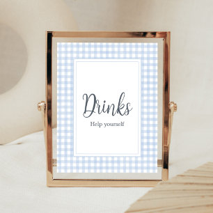 Klassisches Blaues Gingham-Getränk Poster
