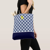Klassisches blaues Gingham-Monogramm Tasche (Von Nahem)