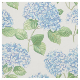 Klassisches blaues Hortensien-Blumenmuster Stoff