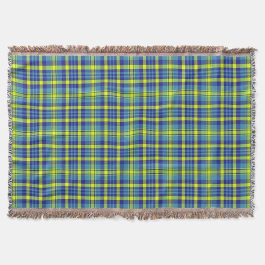 Klassisches Blaues Kariertes Tartan Muster Decke (Vorderseite)