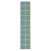 Klassisches Blaues Kariertes Tartan Muster Kurzer Tischläufer (Vorderseite)
