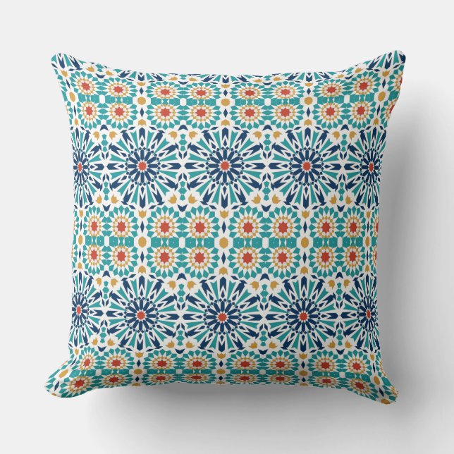 Klassisches Blaues Mandala-Muster Kissen (Vorderseite)