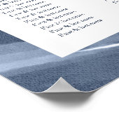 Klassisches blaues, modernes Seating Chart Poster (Ecke)