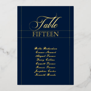 Klassisches blaues Rand Hochzeit Tischnummernschil Folieneinladung
