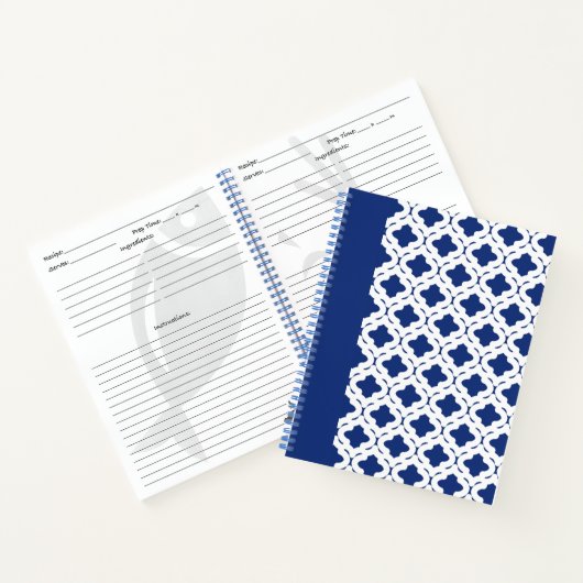 Klassisches blaues Rezeptheft Notizblock (Innenseite)