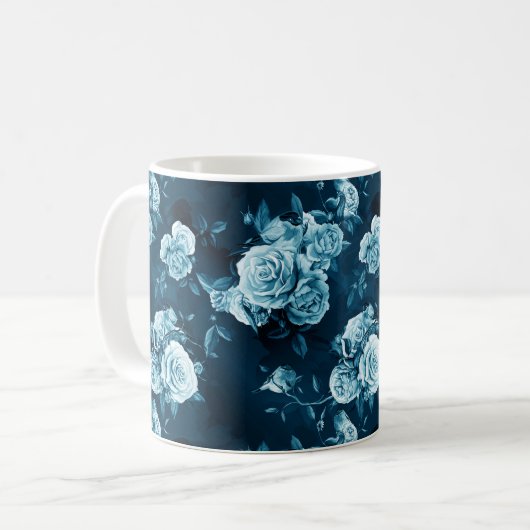 Klassisches blaues Rosen-Muster Kaffeetasse (Vorderseite Links)