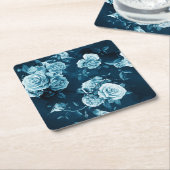 Klassisches blaues Rosen-Muster Rechteckiger Pappuntersetzer (angewinkelt)
