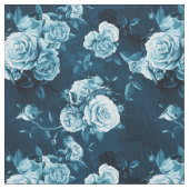Klassisches blaues Rosen-Muster Stoff (Nahaufnahme)
