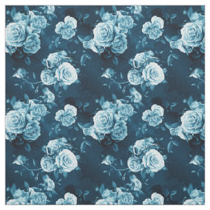 Klassisches blaues Rosen-Muster Stoff
