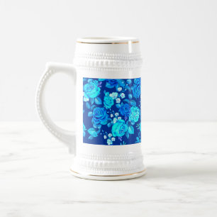 Klassisches Blaues Rosenblumenmuster-87600 Bierglas