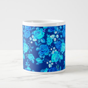 Klassisches Blaues Rosenblumenmuster-87600 Jumbo-Tasse