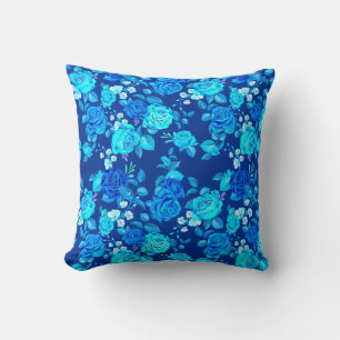 Klassisches Blaues Rosenblumenmuster-87600 Kissen