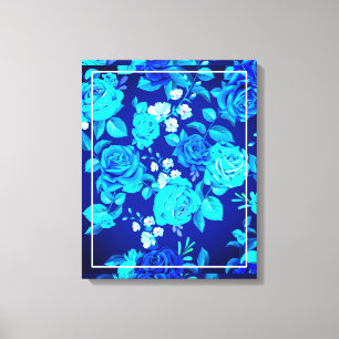Klassisches Blaues Rosenblumenmuster-87600 Leinwanddruck