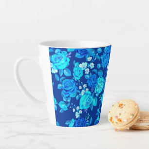 Klassisches Blaues Rosenblumenmuster-87600 Milchtasse