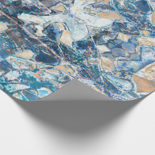 Klassisches blaues Tan Ethnic Design Geschenkpapier (Ecke)