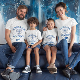 Klassisches Blaues Textkreuz und Schildhomeschool T-Shirt