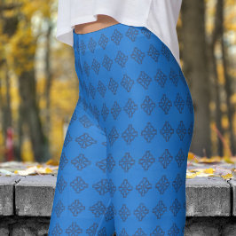 Klassisches blaues Tribal Cross Muster Leggings