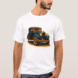 Klassisches blaues Vintage-Auto-T-Shirt – Retro-Co T-Shirt
