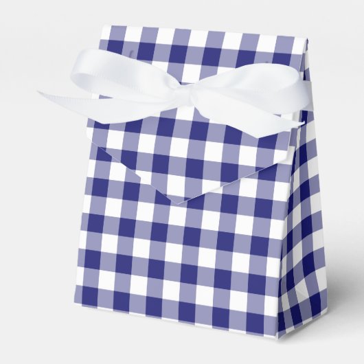 Klassisches blaues Weißes Gingham-Muster Geschenkschachtel (Vorderseite)
