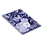Klassisches Blaues & Weißes Kaninchen & Bird Flora Notizblock (Rechte Seite)