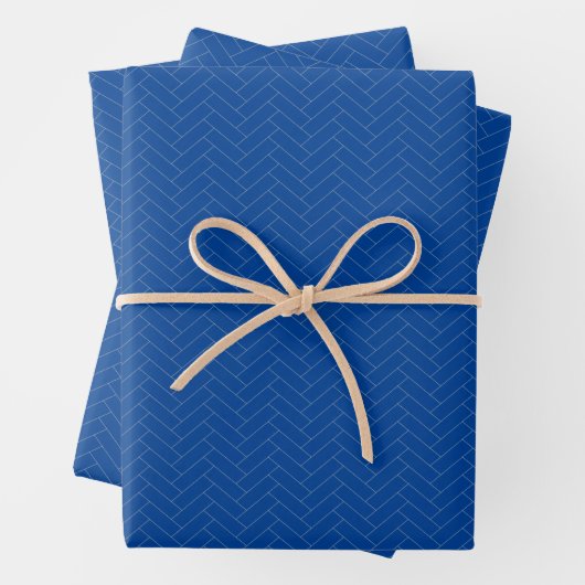 Klassisches Blaugraues Herringbone-Muster Geschenkpapier Set (Beispiel)