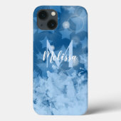 Klassisches Blaustars-Muster Moderner Monogramm-Na Case-Mate iPhone Hülle (Rückseite)