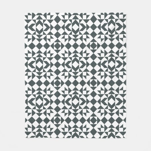 Klassisches Blockmuster aus Schwarz und Weiß Fleecedecke (Vorderseite)