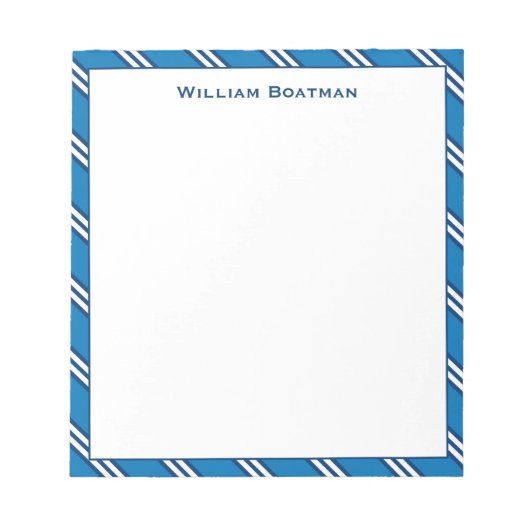 Klassisches Blue Diagonal Krawatte Stripe Muster N Notizblock (Vorderseite)