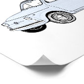 Klassisches Blue Fiat 500 Stift Rendering Poster (Ecke)
