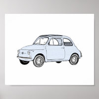 Klassisches Blue Fiat 500 Stift Rendering