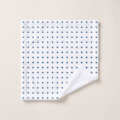Klassisches Blue Polka Dot Muster auf Weiß Badhandtuch Set (Waschlappen)