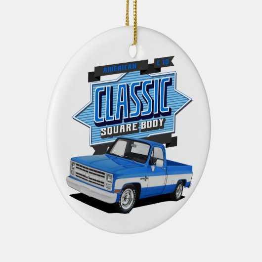 Klassisches Blue Square Keramik Ornament (Rechts)