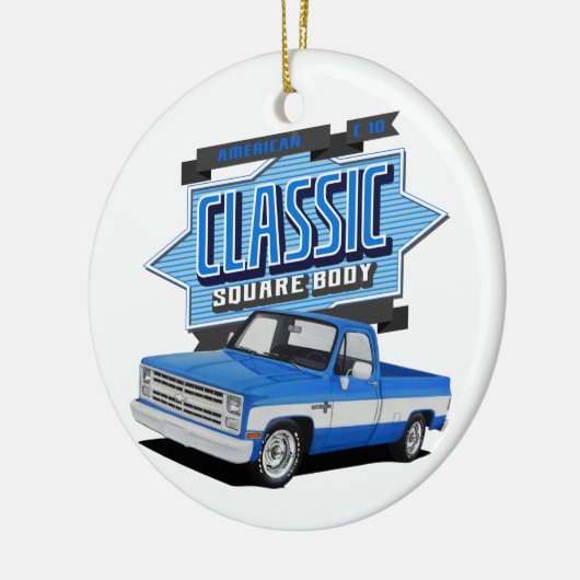 Klassisches Blue Square Keramik Ornament (Links)