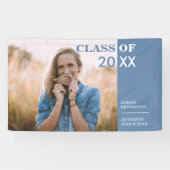 Klassisches Blue White Abschluss Foto Party-Zeiche Banner (Horizontal)