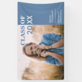 Klassisches Blue White Abschluss Foto Party-Zeiche Banner (Vertikal)