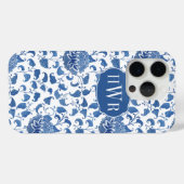 Klassisches Blue & White Antique Chinoiserie Monog Case-Mate iPhone Hülle (Rückseite (Horizontal))